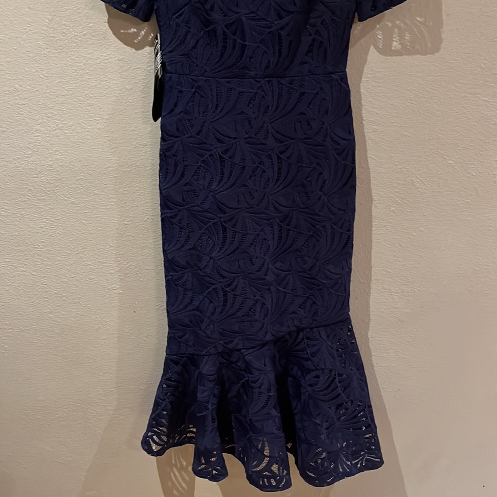 Kay Unger New York Zoey Lace Tea Length Dress - Picture 11 of 17